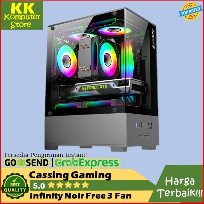 Gambar casing infinity noir free 3 fan rgb [ case infinity noir m-atx / casing gaming infinity noir + 3 fan ] - Hitam dari kk komputer store #kkstore undefined 4 Tokopedia