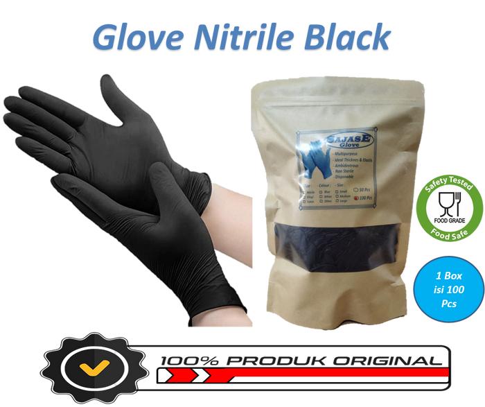 Gambar Sarung Tangan Karet Detailing Hitam Hand Glove Nitrile Hitam Sajase Foodgrade - 1 Pouch 100 Pcs, M dari Azka Shop 88 undefined Tokopedia