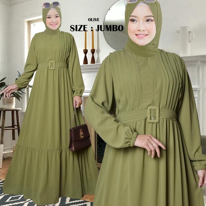 Gambar gamis jumbo ld 120 terbaru dress muslim polos modern zariva - olive dari Galery bundayarti undefined Tokopedia
