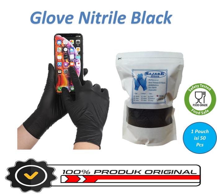 Gambar Sarung Tangan Karet Detailing Hitam Hand Glove Nitrile Hitam Sajase Foodgrade - 1 Pouch 50 Pcs, L dari Azka Shop 88 undefined Tokopedia