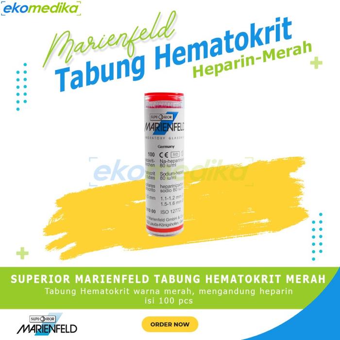 Gambar Tabung Hematokrit Merah Superior | Tabung Hematokrit Heparin - MERAH- HEPARIN dari Eko Medika undefined Tokopedia