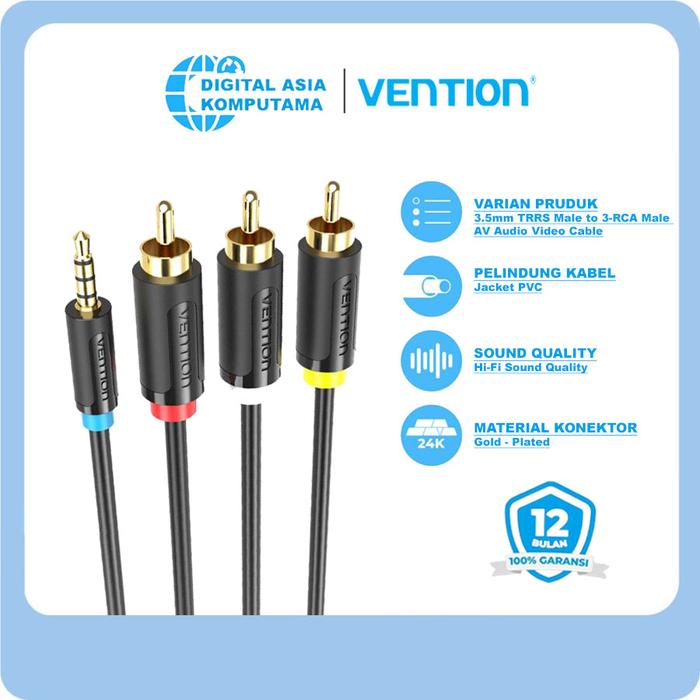 Jual Vention Kabel Aux to RCA AV Converter Audio Video TV