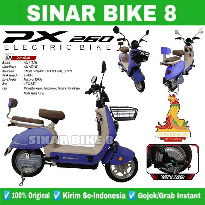 Gambar Sepeda Listrik PHOENIX PX 260 Electric E Bike 500 Watt - Purple  dari Toko Sepeda Sinar Bike 8 undefined Tokopedia