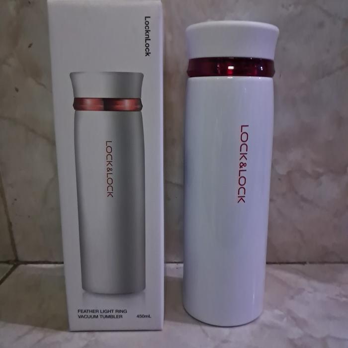 Gambar LocknLock Feather Light Ring Vacuum Tumbler 450ml - Putih - Merah dari oshin tuppe undefined Tokopedia