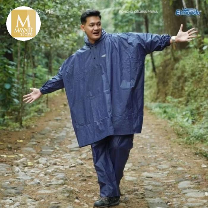 Gambar jas hujan elmondo prima 716 ponco celana / mantel hujan viral - Biru dari Maya LF undefined Tokopedia