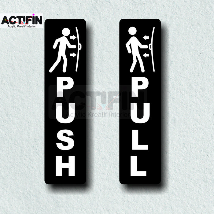 Gambar Push Pull Sign Timbul Minimalis  |  Stiker Push Pull Acrylic Panjang - Kotak  dari Acrylic Kreatif Interior undefined Tokopedia