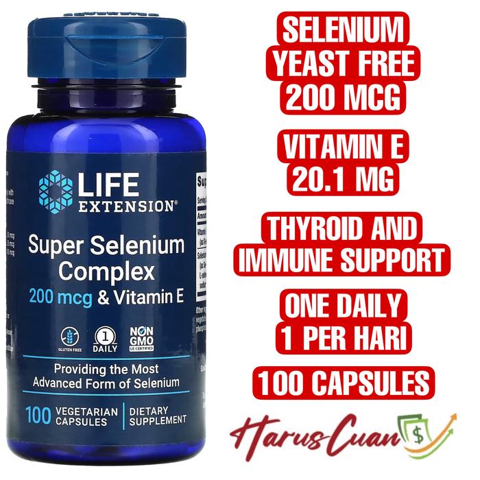Gambar Life Extension Super Selenium Complex 200 mcg Plus Vitamin E 20.1 mg Yeast Free 100 Capsules dari haruscuanshop undefined Tokopedia
