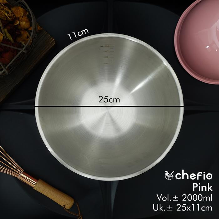 Gambar Mixing Bowl Stainless Mangkok Adonan Salad Bowl Baskom Makanan - Pink 25cm dari Chefio Kitchenware undefined Tokopedia