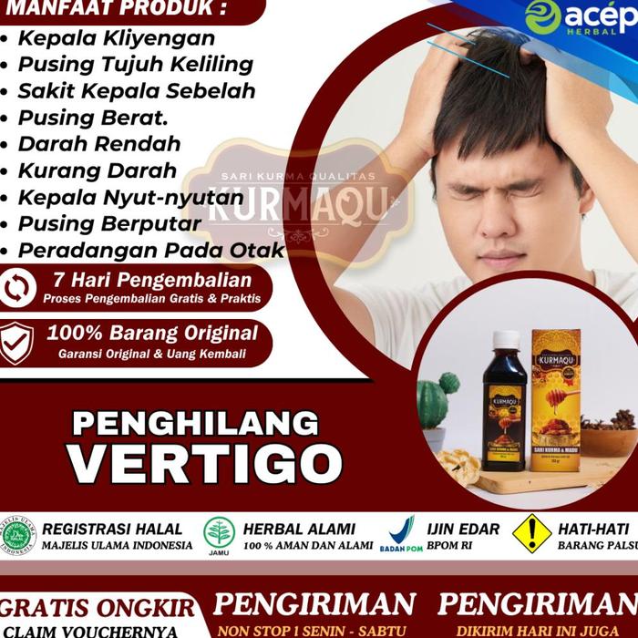 Gambar Readyy Obat Vertigo Herbal Sakit Kepala Pusing Berat Pusing Ketika Ingin Berdiri,Terasa Berputar Putar, Kleyengan, Pusing Tujuh Keliling, Pusing Berat, Migrain Herbal Madu Kurmaqu Sari Kurma & Madu Alami Asli dari Nurifa-Medika undefined Tokopedia