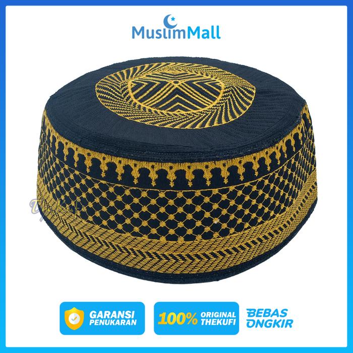 Gambar Peci Bugis Recca Songkok Hitam Motif Khas Bugis Indonesia Kopiah Premium Product Original - The Kufi - Emas, No.7 dari Muslim Mall undefined Tokopedia