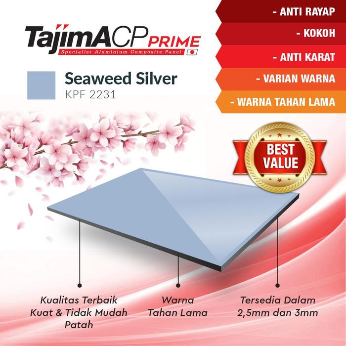 Gambar ACP Tajima Metalic Series PE 3mm x1220x2440 - Seawed Silver dari Acp Alcopan undefined Tokopedia
