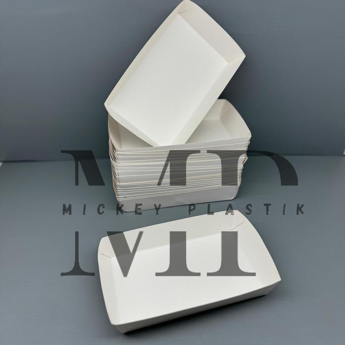 Gambar Tray Box Craft Size / Paper Lunch Box Tray Kraft S M L Food Grade 50PC - medium putih, TRAY BOX CRAFT dari Mickey.Plastik undefined Tokopedia
