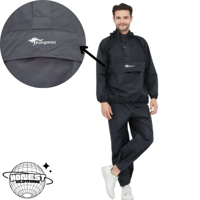 Gambar Jas Hujan Kangaroo Pria Wanita Setelan Mantel Saku Kangguru - Hitam Kangguru, L dari HONEST CLOTHING STORE undefined Tokopedia