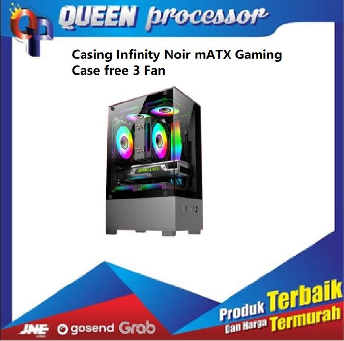 Gambar CASING INFINITY NOIR FREE 3 FAN  mATX GAMING CASE BLACK DAN WHITE - Hitam dari QueenProcessor undefined Tokopedia