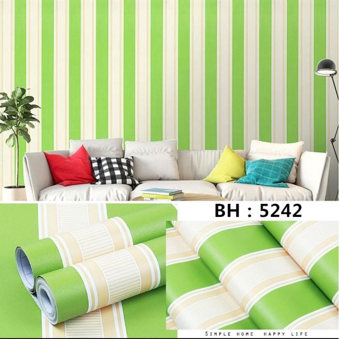 Gambar PAKET HEMAT 3 ROLL ! (PANJANG PER ROLL -/+ 10 METER) WALLPAPER DINDING - GARIS HIJAU dari Juragan Wallpaper Tokopedia undefined Tokopedia