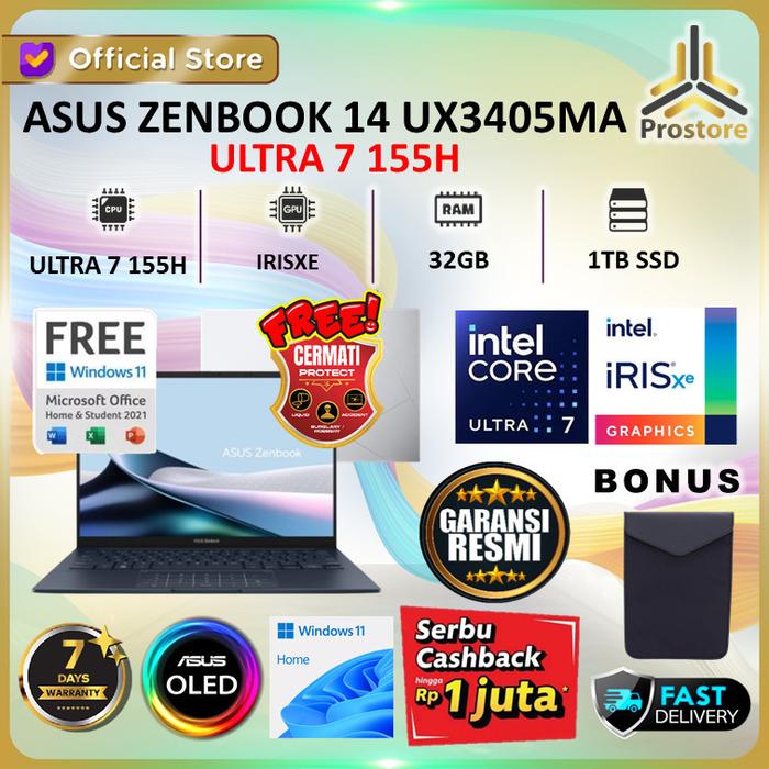 Gambar ASUS ZENBOOK 14 OLED UX3405MA ULTRA 7 155H 32GB 1TB W11+OHS 14.0 TOUCH - U5 - 16/1TB, LAPTOP dari ProStoreComputer undefined Tokopedia