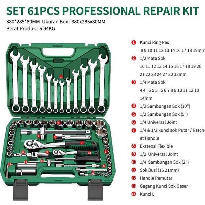 Gambar Isku Kunci Shock Set Alat Kunci Pas 61 Potong Wrench Ring Wrench Set Auto Tool Set Tool Box Kunci Torsi Tool Set Motor Wrench Set/Tool Set Box /Kunci Pas Tangan Kotak Alat Kunci Pas Mata Sok Perbaikan Otomatis Tool Kit - 61 pcs dari mahalani onlen 112 undefined Tokopedia