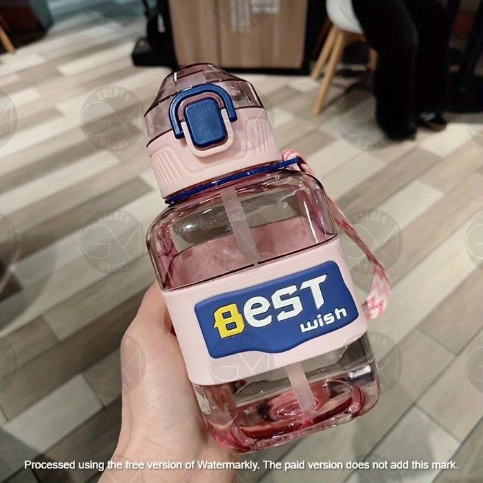 Gambar Botol Minum Anak Best Wish Kotak Karakter / Botol Minum Anak BPA FREE  Laki Laki Perempuan Karakter Portable 860ML - Merah Muda dari GloryBeauty undefined Tokopedia