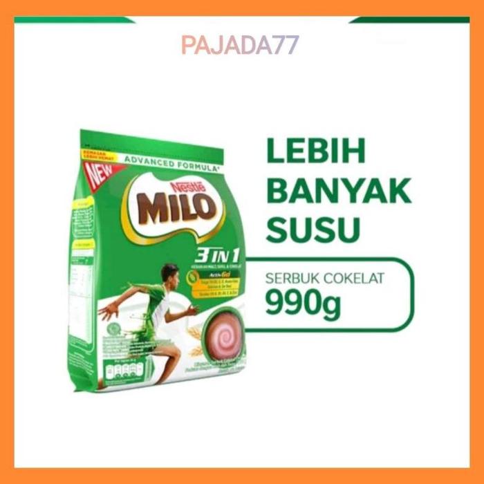 Gambar Milo 3In1 Activ-Go Susu Coklat Pouch Lebih Banyak Susu 990Gr dari CV. Flindex Marta undefined Tokopedia