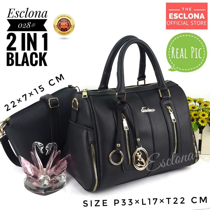 Gambar Tas Wanita Tas Selempang Import Batam Hand Bag Top Handle Bag Tas Tangan Selempang Cewek Original Premium Branded Tas Kantor Kerja Kuliah Santai Berpergian Fashion Murah Kulit Sintetis Polos Esclona 028 - Black dari ESCLONA Official Store undefined Tokopedia