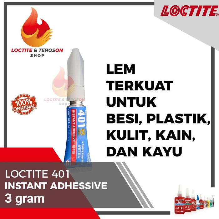 Gambar LEM TERKUAT UNTUK BESI PLASTIK KAIN KAYU SERBAGUNA LOCTITE 401 20GR WARNA BENING - 3 Gram dari Fantastic Day undefined Tokopedia