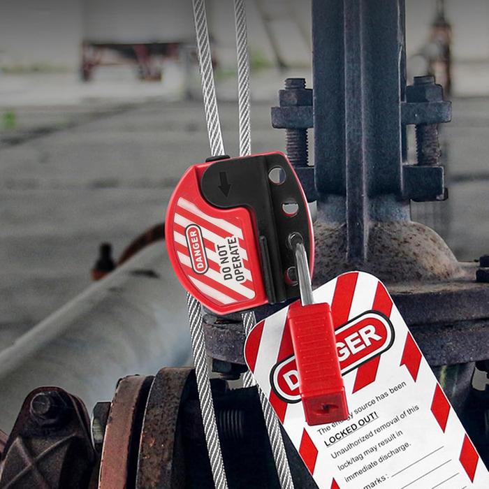 Gambar Tagout Cable Lock, Lockout Tagout Cable Lock 6mm Diameter Adjustable Lockout Device Stainless Steel 4 Key Hole Self Locking Cable Lock for Repair Management - 2M Cable dari Malikha&Nahla undefined Tokopedia