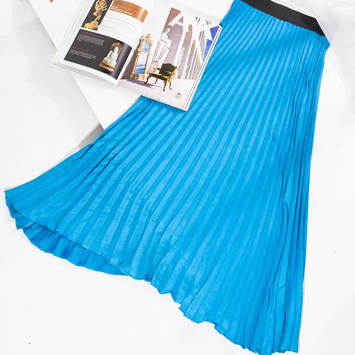 Gambar Kyoya Cilo Plisket Skirt Bawahan Wanita Rok Suede - Blue dari Kyoyaid undefined Tokopedia