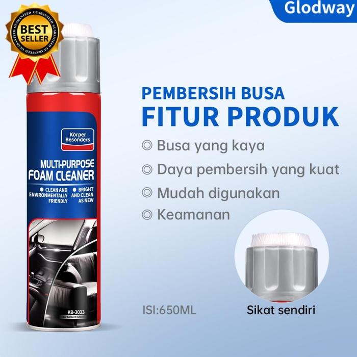 Gambar Glodway Mobil Rumah Interior Multi Purpose Sikat Pembersih Busa 650ml Dengan Kuas Motor Care Car Dalam Plafon Atap Jok Kulit Serbaguna Cleaner Cairan Kabin Sofa Sepatu Detailing Multifungsi Karbu Cleaning Agent Kit Dashbor Kasur All Clear - 1 botol 650ml dari della_storeee undefined Tokopedia