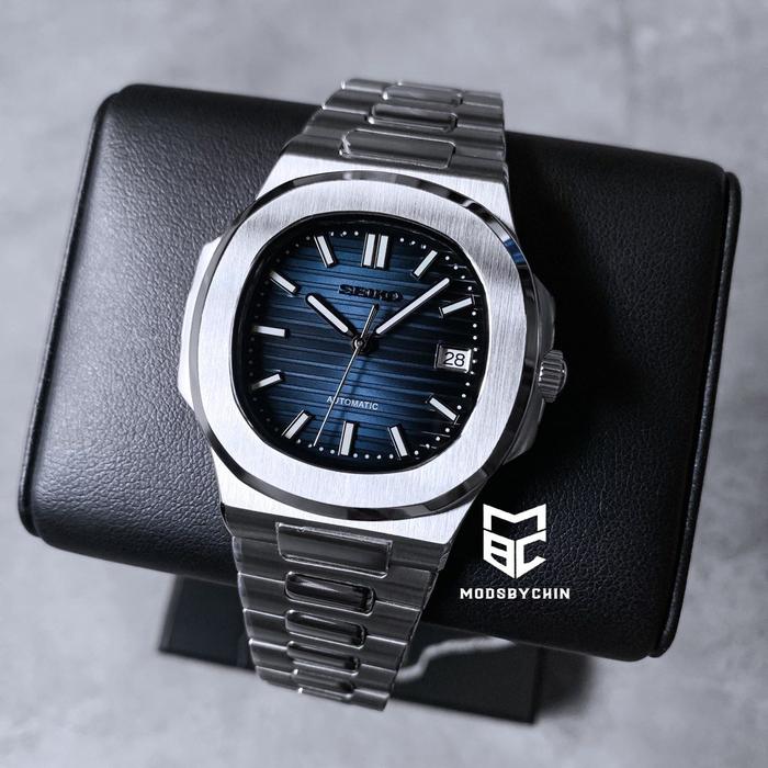 Nautilus Seiko Nh 35 Silver Seiko Mod Watch Nautilus Homage