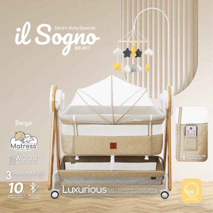 Gambar Babyelle IL Sogno 3in1 Deluxe Wooden Baby Bed BE 917 - Beige dari Babyelle Indonesia undefined Tokopedia