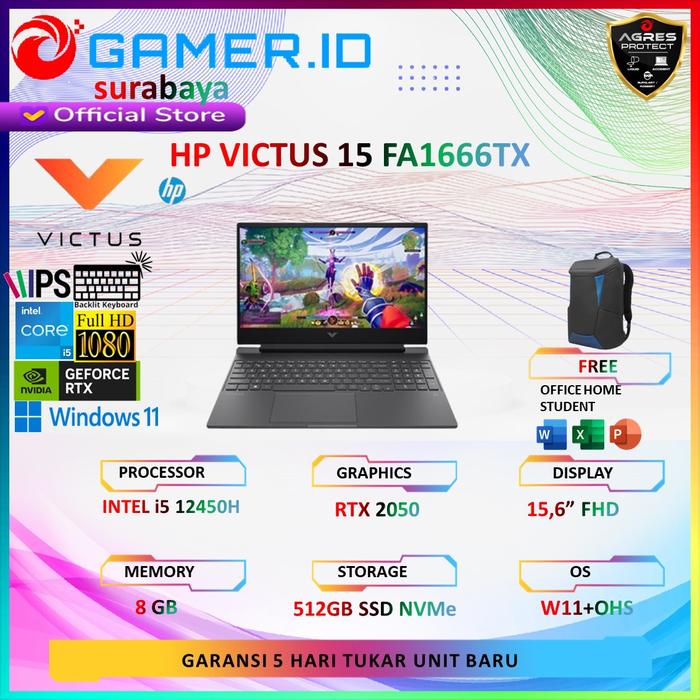 Gambar HP Victus 15 RTX2050 4GB/i5 12450H 8gb 512ssd W11 + OHS 15.6" Fhd IPS 144Hz BLIT 2Y+ADP - Unit Only , 8/512 dari Gamer ID Surabaya undefined Tokopedia