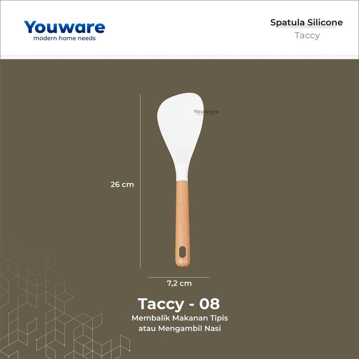 Gambar LUMEA - Spatula Masak Silikon Gagang Kayu High Quality Silicon Alat Dapur Peralatan Tahan Panas Sutil Mudah Digenggam 14 Varian Ukuran dan Fungsi untuk Menggoreng Menumis Merebus Meniriskan Mengaduk - Taccy 08 dari LUMEA KITCHEN undefined Tokopedia
