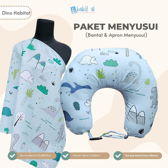 Gambar Paket Bantal Menyusui FREE Apron - Little Kiky Motif Dino - Dino Mountain dari Aurel Babyshop undefined Tokopedia