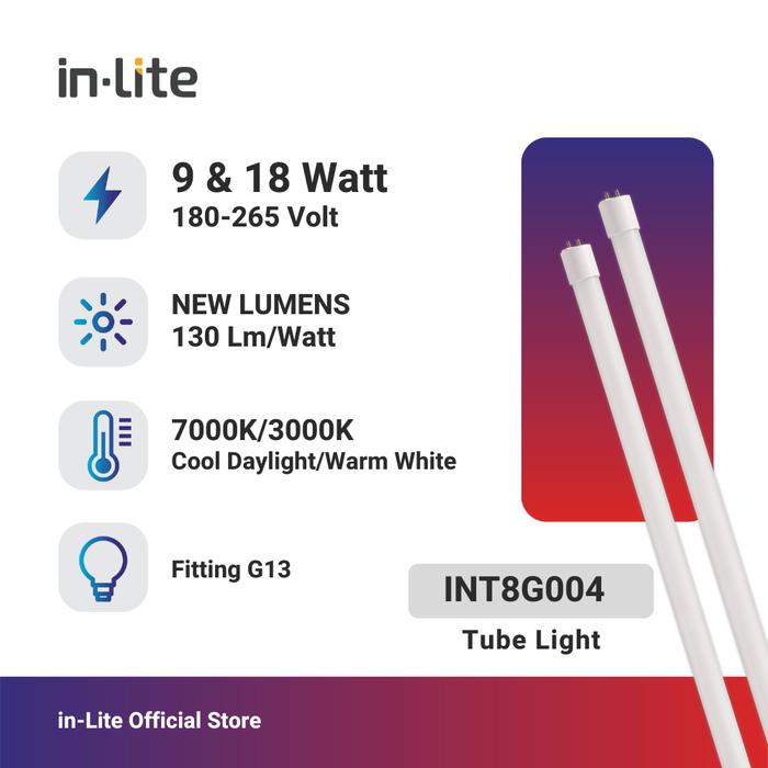 Gambar in-Lite Lampu Tube Light T8 INT8G004 - Kuning, 9 Watt dari IN - LITE LED undefined Tokopedia