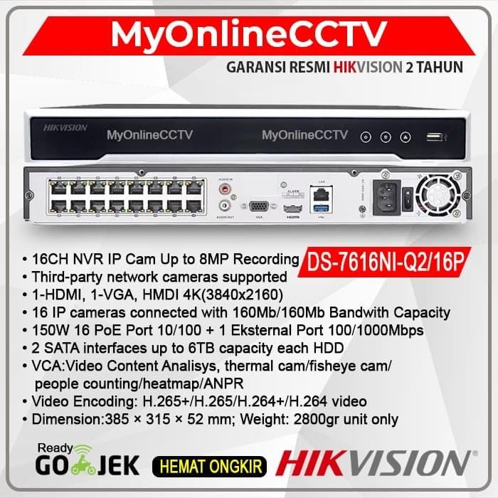 Hikvision DS-7616NI-Q2/16P NVR IP Camera CCTV 16 ch POE Kamera Onvif  NVR+2TB