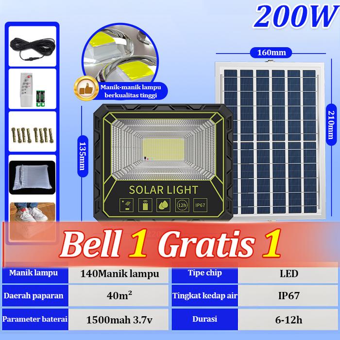 Gambar Lampu tenaga surya solar cell 200W/1000W Tahan air IP67 Super terang LED outdoor otomatis tahan lama 18H lampu panel surya lampu sorot tenaga matahari  Lampu solar cell philips COD HZ - 200W-B1G1 dari SOLAR LIGHTING.TOKO undefined Tokopedia