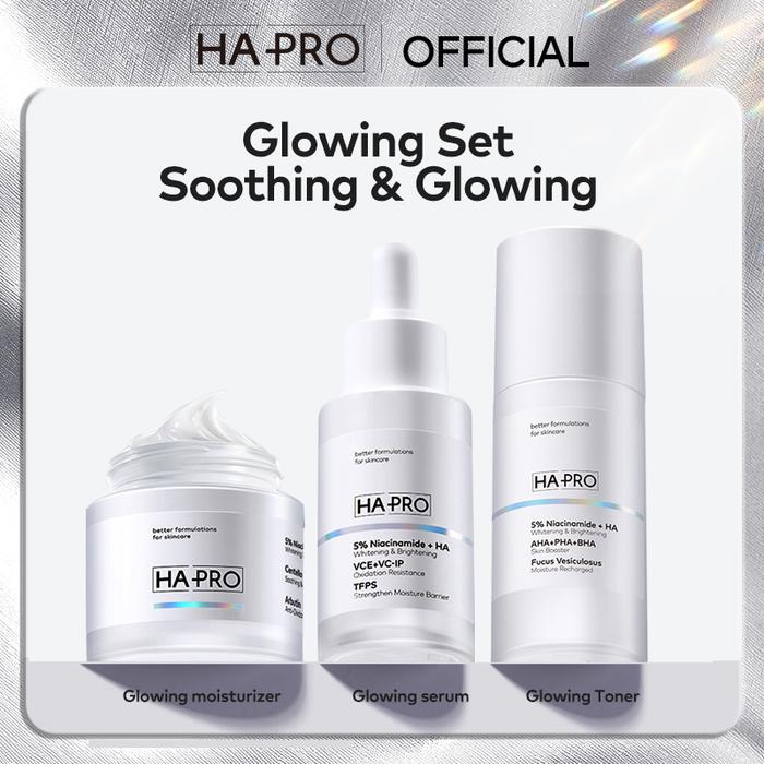 Gambar NEW ! HA PRO Bundling 3pcs Niacinamide Glowing with Acne series ( moisturizer+ serum+toner ) - Glowing set dari HAPRO Authorize Store undefined Tokopedia