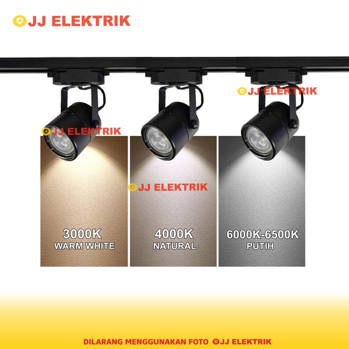 Gambar Paket Lampu Sorot 1 set isi 3 Rel 1M LED Track Light Rell Spotlight - Model MR16Hitam, 12W Natural dari JJELEKTRIK undefined Tokopedia