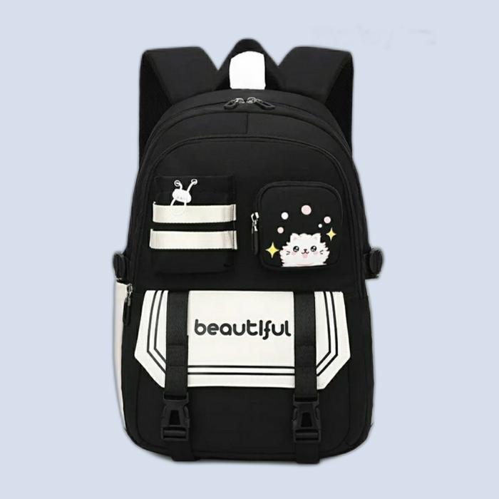 Gambar tas sekolah anak perempuan sd dan smp model lucu korea style - black dari HomeFashionStyle undefined Tokopedia