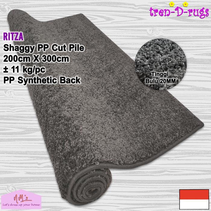 Gambar Tren-D-rugs karpet shaggy polos jumbo besar ruang tamu tebal 200x300 - Charcoal dari NMs Lets dress up your home undefined Tokopedia