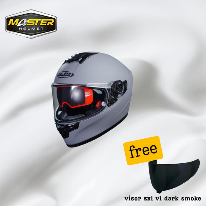 Gambar HELM NJS FULL FACE ZX-1 SOLID STONE GREY DOFF NJS ZX ONE NJS ZX1 - M, STONE GREY DOFF dari MH Shop. undefined Tokopedia