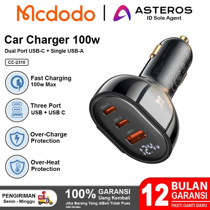Gambar MCDODO Charger Mobil Type C to Type C Fast Charging 45w 95w-100w Max - CC-2310 100W dari Mcdodo Official Indonesia undefined Tokopedia