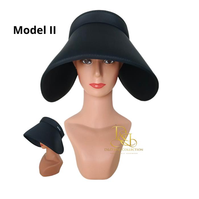 Gambar Topi Caddy Golf Brim Lebar Wide Brim Sun Visor Hat - Hitam model 2, Tanpa TaliLeher dari D&D Hat Collection undefined Tokopedia