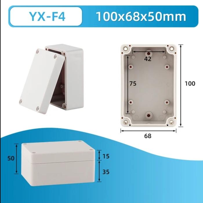 Gambar JUNCTION BOX IP65 PLASTIK ABS TAHAN AIR PROJEK ELEKTRONIKA 100X68X50MM - Tipe B dari Pawon listrik undefined Tokopedia