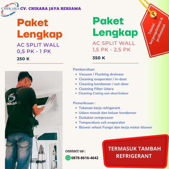 Jual PAKET CUCI AC SPLIT WALL 0,5 PK - 2 PK KARAWACI TANGERANG ...