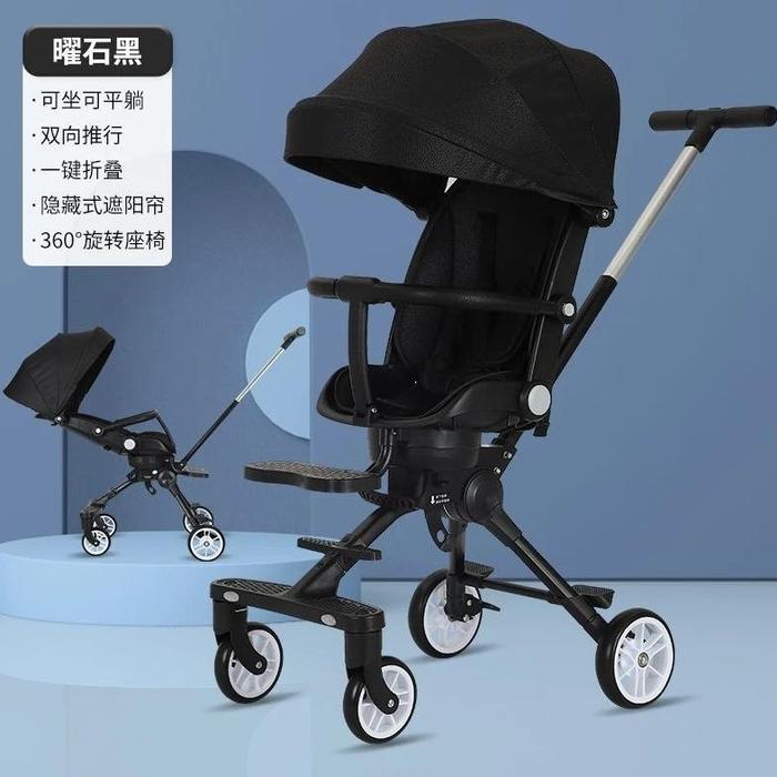 Gambar FLYBB Baby Magic Stroller 180 Rotating Kids Stroller Two Way Magic Strollers Foldable 2 Way Budak Stroler Lipat boys＆girls - Hitam dari BTK Store Online undefined Tokopedia
