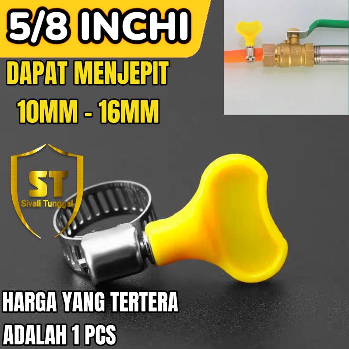 Gambar KLEM KUPING PLASTIK RING STAINLESS, KLEM SELANG, GAS, AIR. 1/2" - 1" - HOSE CLAMP SELANG KUPING PLASTIK - KUNING 5/8 INCH dari SIVALI TUNGGAL undefined Tokopedia