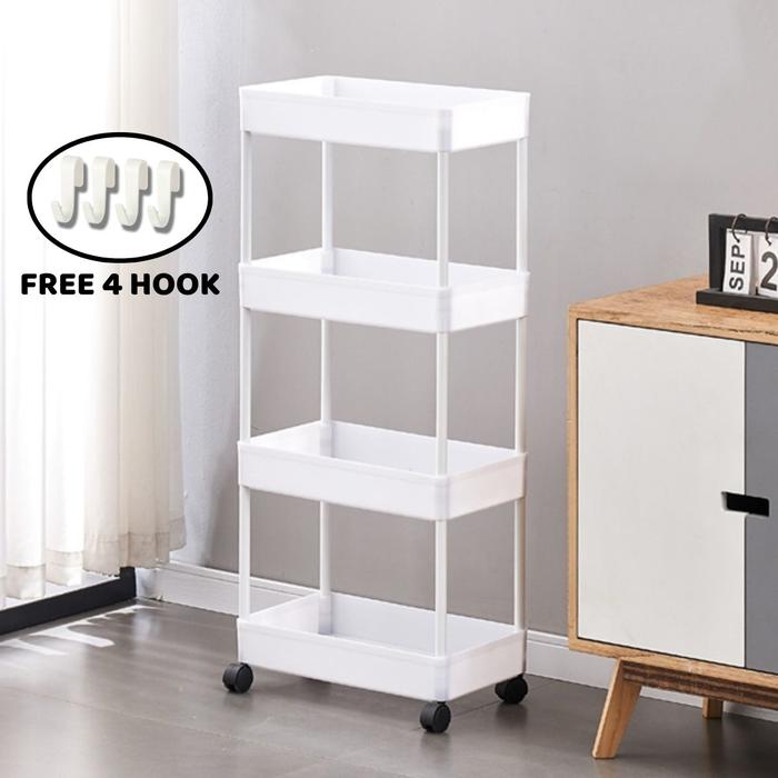 Gambar AVEN Rak Yeye 4 Susun Serbaguna / Lemari Buku Bumbu Dapur Kamar Mandi Hiasan Beroda 4 Susun / Storage Rack 4 Tier - Putih dari Aven Indonesia Kota Administrasi Jakarta Barat Tokopedia