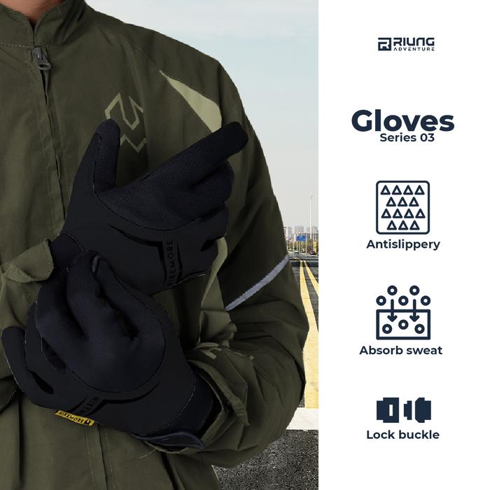 Gambar Sarung Tangan 03 Motor Pria Wanita Glove Bikers Hikemore  Original - HM Black, M dari Riung Adventure undefined Tokopedia