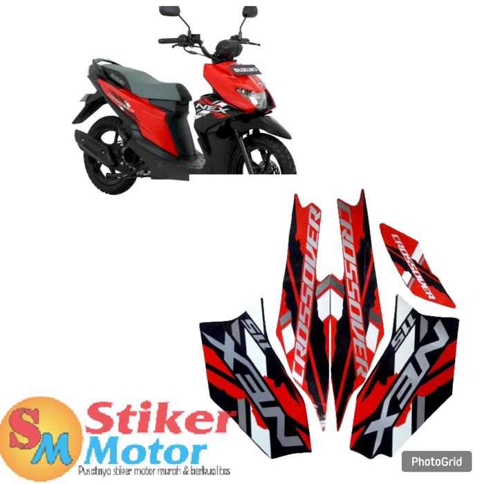 Gambar Stiker motor Suzuki Nex crossover 2024 hitam-merah dari stickermotor undefined Tokopedia